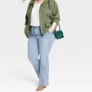 Knox Rose High Rise Anywhere Flare Jeans Bell Bottom Light Wash Plus Size 14